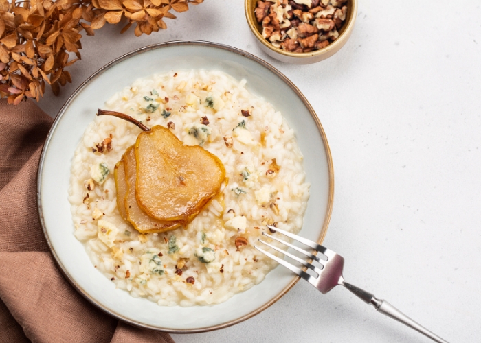 Acompanhamento para risoto de pera